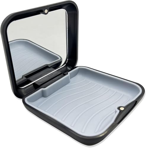 Estuche de retención de ortodoncia con espejo, cuadrado, negro