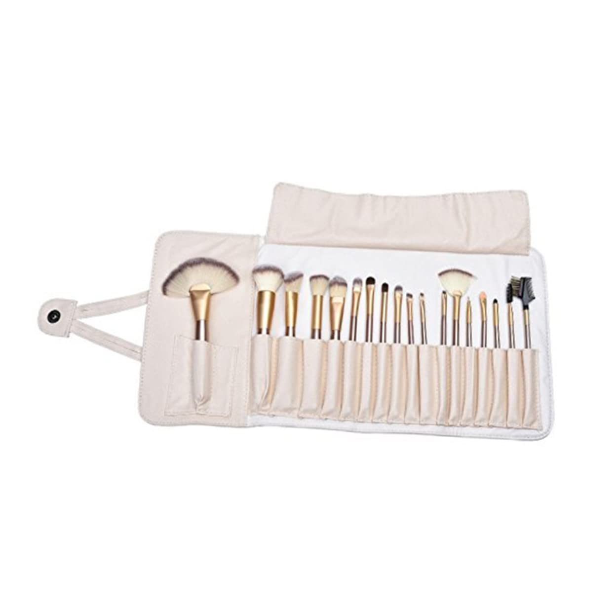 Set Pennelli 24 Pezzi con Manico in Legno e Custodia Pu | Set Professionale per Viso e Occhi, Set Completo, Pratico da Viaggio e Facile da Riporre