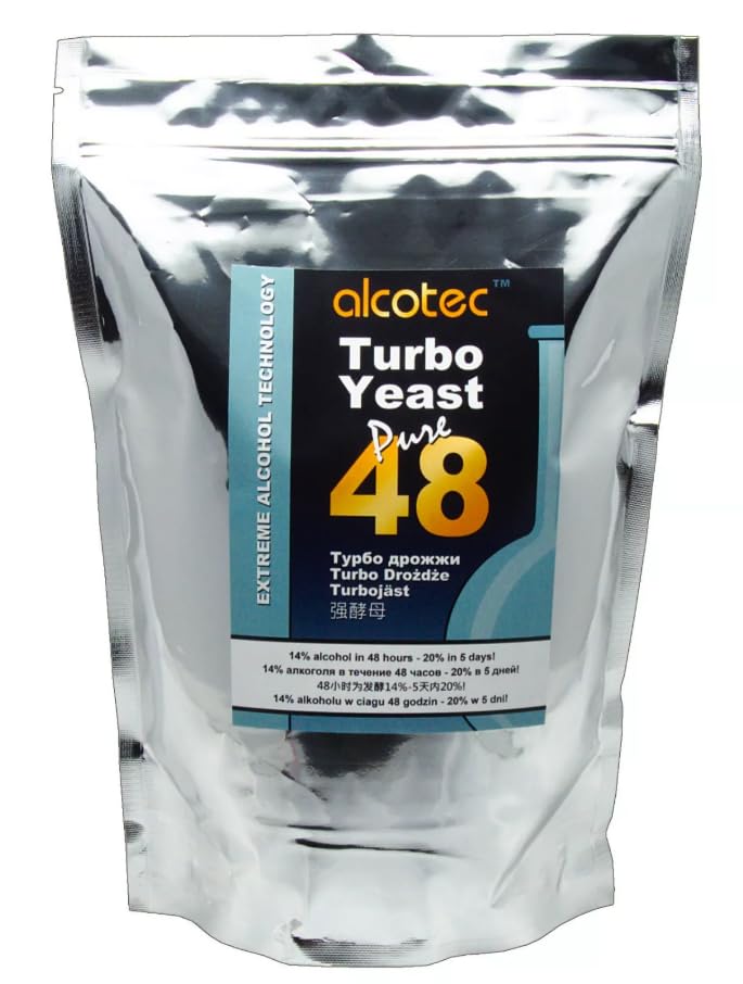 Hugbert Alcotec Turbo Pure 48 - Vodka Alkohol Gärhefe Hefe Schnaps Brennhefe - GIGA PACK 1350g - bis zu 250L