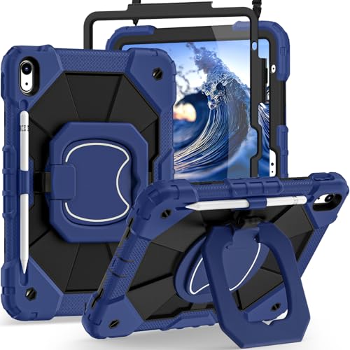 Image of Auizotl Case for iPad (A16) 11th Gen 11 Inch (2025) /iPad 10th Gen 10.9 Inch (2022) with Screen Protector /Rotating Stand /Pencil Holder,Military Grade Shockproof i Pad Case 10th Generation,Navy Black