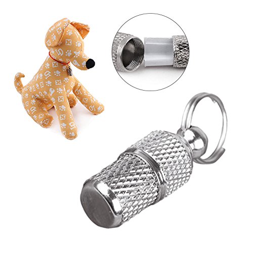 GULEHAY Etiqueta de identificación de Perro Mascota, Tubo de identificación de Perro de Acero Inoxidable de 3.5 * 1 cm (Nombre de dirección, número de teléfono) para Perro Gato Anti-pérdida