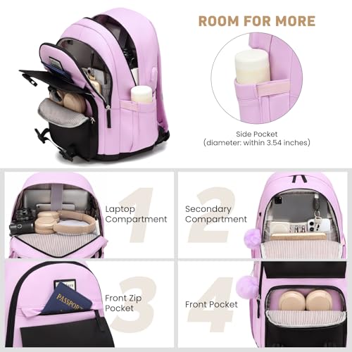 Image of WINDARS School Backpack for Teen Girls, Cute College Backpacks for Women Students Aesthetic Bookbag Large 15.6 Inch Laptop Bag Middle School Travel Back Pack (Black Purple)