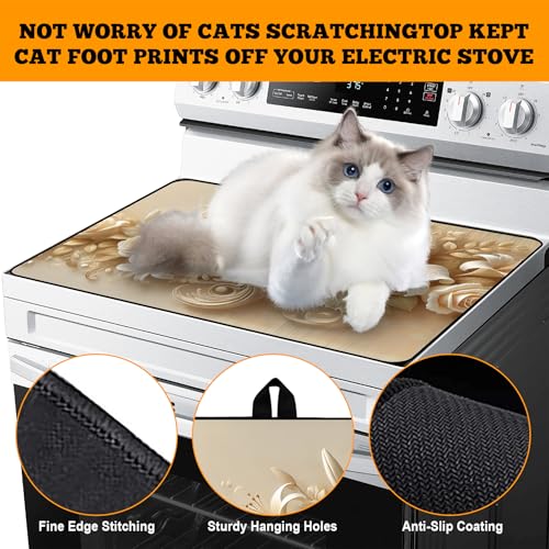 Image of Multi-Design Stove Cover for Glass /Electric Stoves - 3-in-1 Heat-Resistant Protector Mat, Non-Slip Drying Rack 28 inchx20 inch