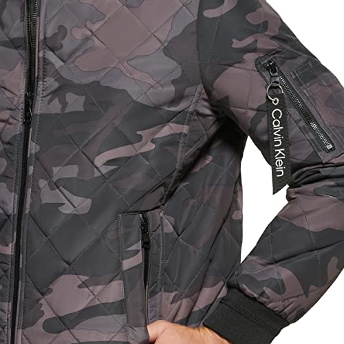 Image of Calvin Klein Men's Quilted Zipper Detail Flight Jacket