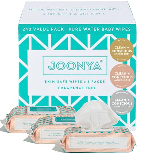 JOONYA Unscented Baby Wipes — Plant-Based,...