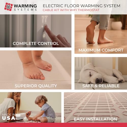 20 sqft 120v electric radiant floor heating kit  includes heating cable programmable thermostat sensor cable guides installation monitor and under tile heated floors