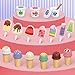 FENYAN Ice Cream Play Set, Pretend Play Store for Toddlers 3-5, Various Flavors Popsicle Ice Cream Counter Shop with Menu & Fake Money, Preschool Ice Cream Toys for Kids 3-8 Girls Birthday Gift