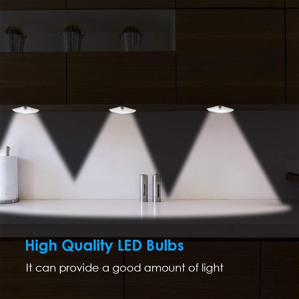 La luz del Sensor, Armario de luz, luz de Noche LED portátil, 6 súper Brillante Leds, con Pilas, móviles, imanes incorporados, luz Blanca para Escaleras, Pasillo-3 Pack