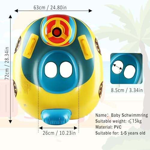 Miniatura 2 de Ximei Salvagente Neonato Bambini Con Parasole, Ciambella Neonato, Salvagente Gonfiabile Per Bambini, Gonfiabili Neonato Con Sedile, Piscinetta Gonfiabile Bambini Volante Con Clacson 12 A 48 Mesi A
