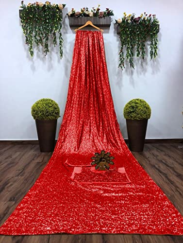 Image of Women's Bollywood Heavy Sequins Embroidery Work Georgette Saree with Unstitched Blouse