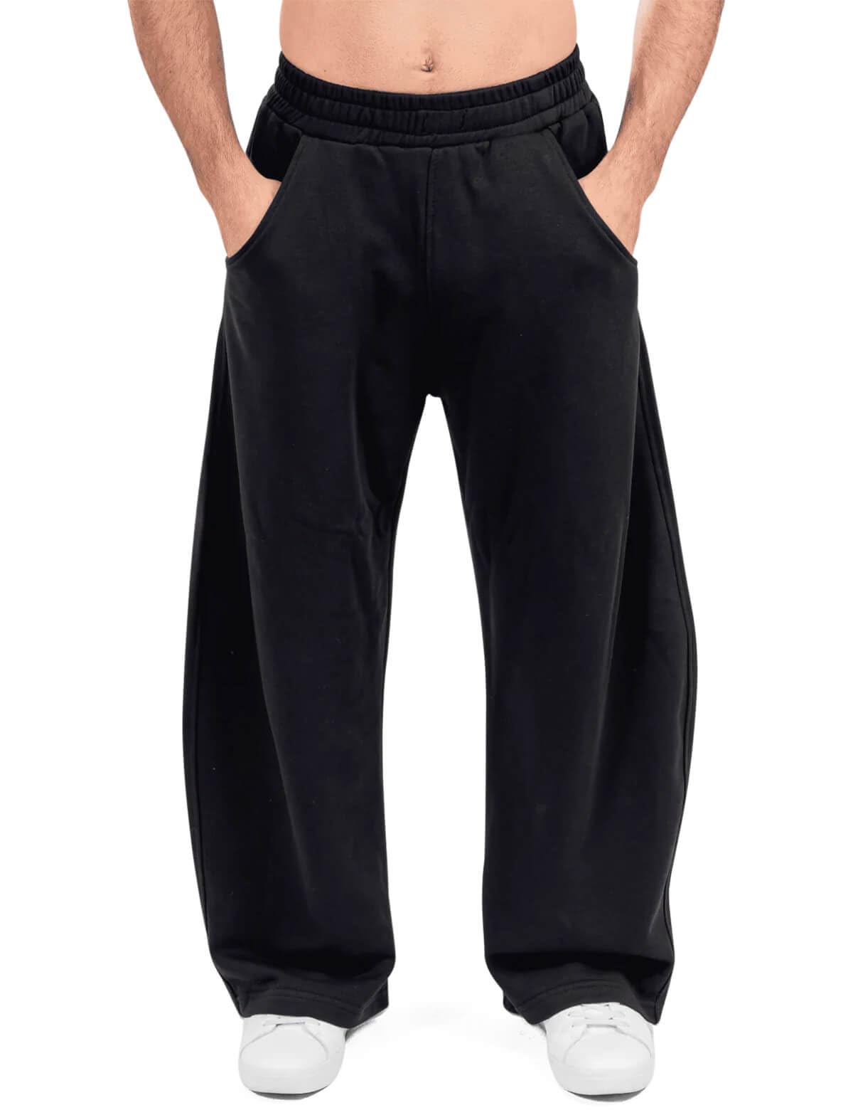 HeSaYep Mens Fleece Baggy Sweatpants Wide Leg Barrel Sweat Pants Lounge Athletic Gym Pants with Pockets