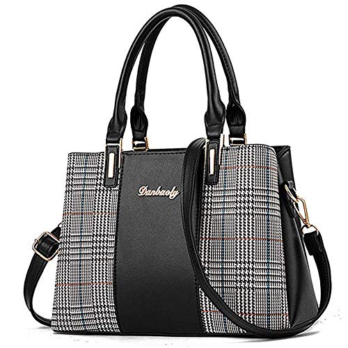 Handbags for Women, Ladies Top Handle Satchel Shoulder Bag, Multi-color Assorted Design Tote Purse (black)