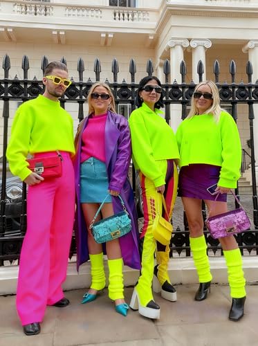 Image of v28 Women Warm Leg Warmers 80s Retro Party Costume Knit Ballet Neon Long Socks