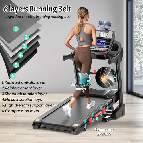 Image of Folding Treadmill with 300lbs Capacity, Treadmill for Home with 15% Incline