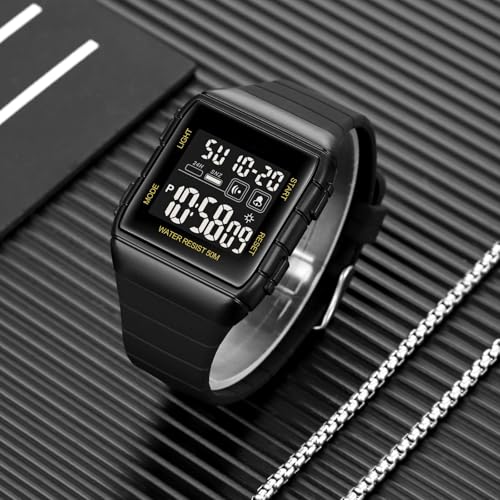 findtime Reloj de pulsera digital digital para hombre con doble time/temporizador de cuenta atrás/LED/alarma/cronómetro/12/24H - Imagen 3