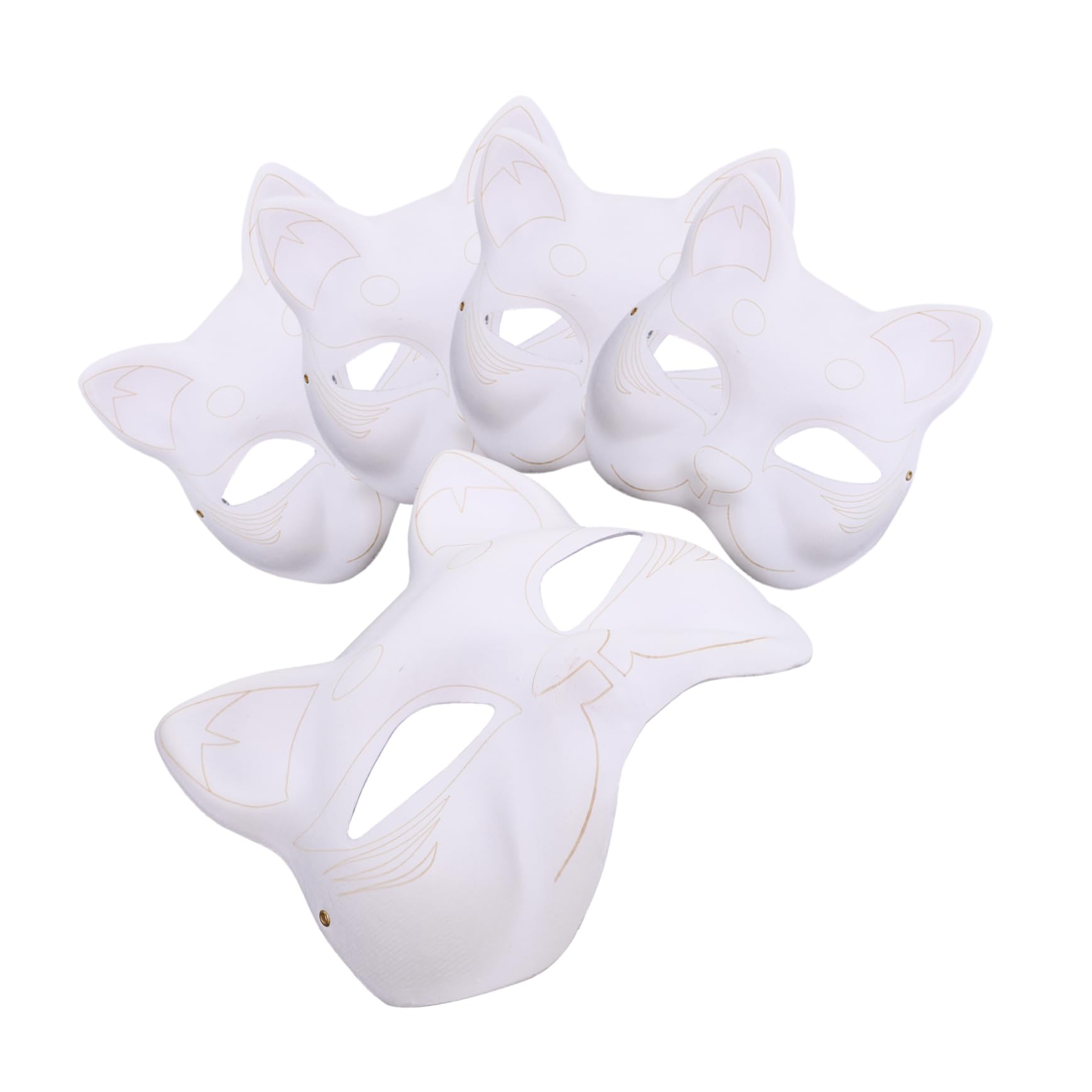 ERINGOGO 5Pcs Blank Cat Shape Masks for DIY Crafting Unpainted White Paper Masks for Creative Projects for Masquerade and Cosplay Parties
