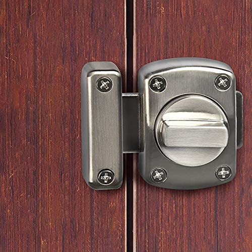 Image of MHS Baby Latch Regulator Type Turn Bolt Lock Rotate Zinc Alloy Superbolt Latch for Bathroom, Glass & Wooden Doors Silver, Black, Antique Finish - with Screws (A. Silver, Pack of 2)