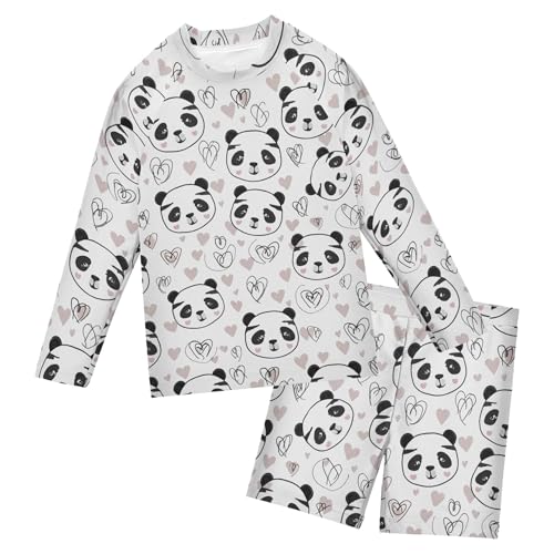 Cute Panda Toddler and Baby Boys' 2-Piece Swimsuit Trunk, Long Sleeve Rashguard Bathing Suit B0404185