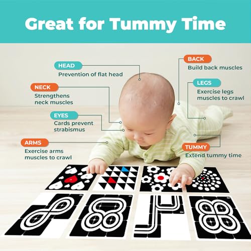 Image of QBI Baby Toys 0-12 Months, High Contrast Cards & Magnetic Cubes, 9 PCS | Safe Materials, Visual Stimulation, Newborn Sensory Development, Hand Eye Coordination, Montessori Play, Shower Gift Idea