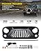 Xprite Front Grill Compatible with 2007-2018 Jeep Wrangler JK JKU, Unique Patented Design Grille w/Running and Turn Signals Light, Matte Black