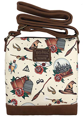 Loungefly x Harry Potter Tattoo All-Over Print Passport Crossbody Bag (One Size, Brown Multi)2