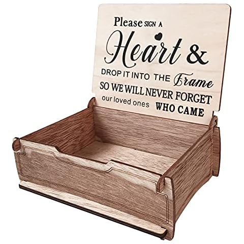 Y&K Homish Guest Book Box Heart Holder Box Wooden Wedding Sign a Heart Drop Box for Message Box (1 Rustic Brown) Cover