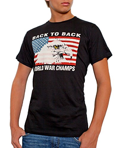 Back To Back World War Champs Eagle USA Men s T-Shirt Black (Small)