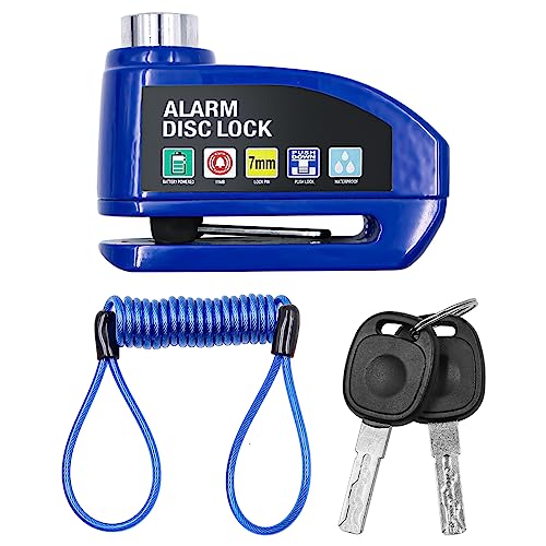CENPEK Antivol de vélo, antivol de frein à disque avec alarme antivol, son 130 dB, super fort, avec cable de rappel pour vélo, moto, scooter