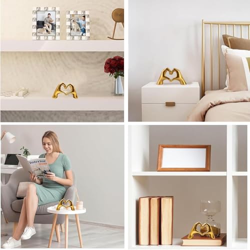 Estatua de Manos en Forma de Corazón Dorada para Decoración miniatura 4