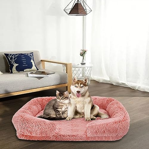 Zoomlie Flauschiges Hundebett, waschbar, für große und mittelgroße und kleine Haustiere, rutschfeste Unterseite, mit abnehmbarem Bezug, Größe S (40 x 30 x 12 cm), Violett