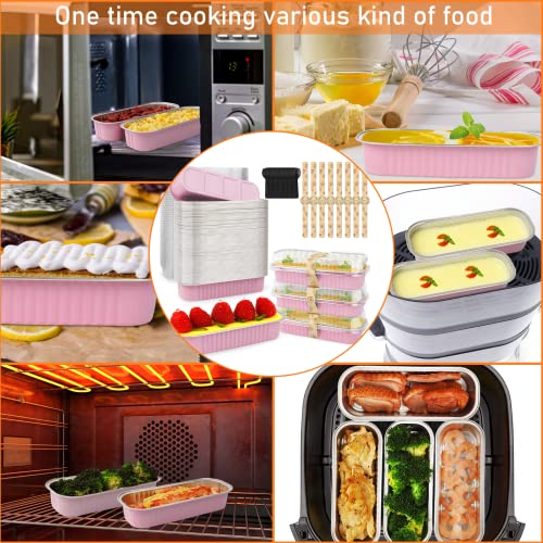 Mini Cake Pans With Lids,6.8 Oz Mini Loaf Pans With Lids Aluminum Foil Mini Loaf Baking Pans 50Pcs Disposable Bread Pan Aluminum Foil Long Baking Cupcake Liners For Cake Bakery Wedding Birthday Party #TOP1
