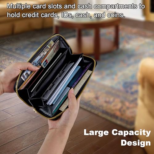 Cute Wallets for Women Girls, Large Capacity PU Leather RFID Blocking Clutch Purse with Wristlet4