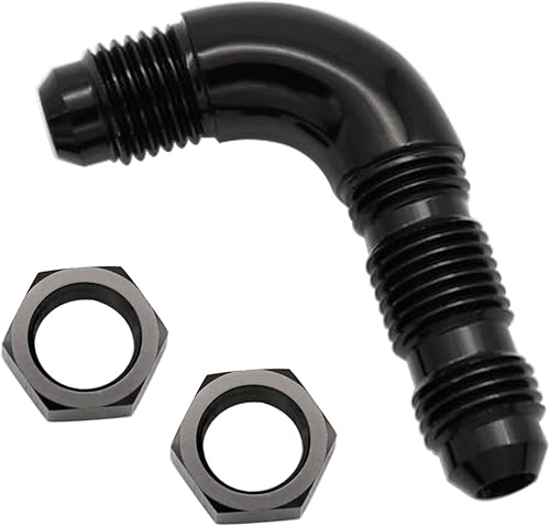 KRD PERFORMANCE 90 grados -6 AN a -6AN, una pieza de flujo completo macho Flare Bulkhead Union accesorio de combustible con tuerca AN6 de aluminio