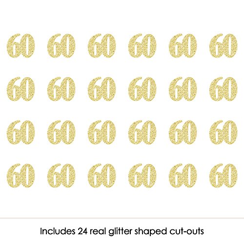 Gold Glitter 60 - No-Mess Real Gold Glitter Cut-Out Numbers - 60Th Birthday Party Confetti - Set Of 24 #TOP13