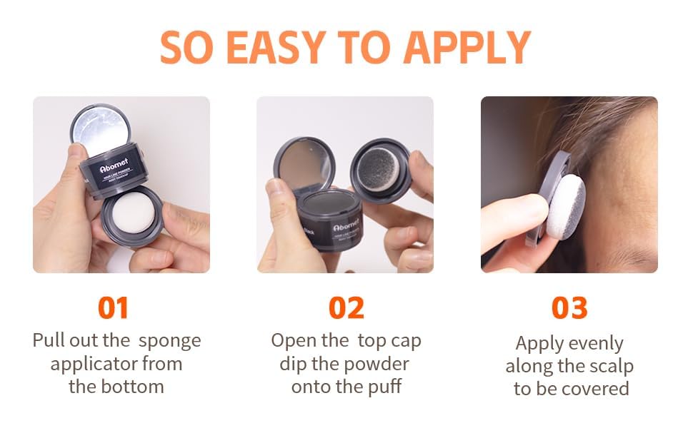 Image of Natural Hairline Powder, Hair Shading Sponge Pen, Hairline Shadow Powder Stick, Quick Root Touch-Up Eyebrow Stamp Root Cover Up Hairline Black Root Touchup 4gm For Women And Men (BLACK, 4G)