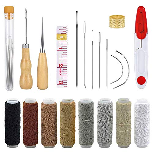 29 Pcs Upholstery Repair Kit?Leather Craft Tool Kit with Hand Sewing Needles Canvas Thread and Needles Tape Measure Large-Eye Stitching Needles for DIY Sewing Craft