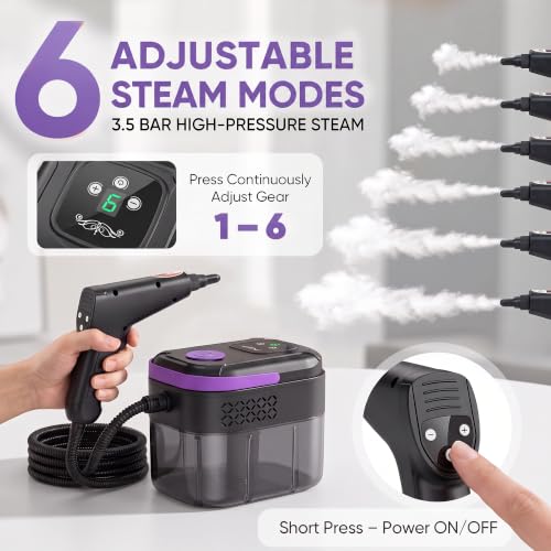 Steam Cleaner for Home, Handheld Steam Cleaner with 10s Fast Heat-Up, 6-Level Adjustable Steam, Portable Steamer for Cleaning, Tile, Grout, Floor, Kitchen, Bathroom, Grease, Car Detailing - image 5