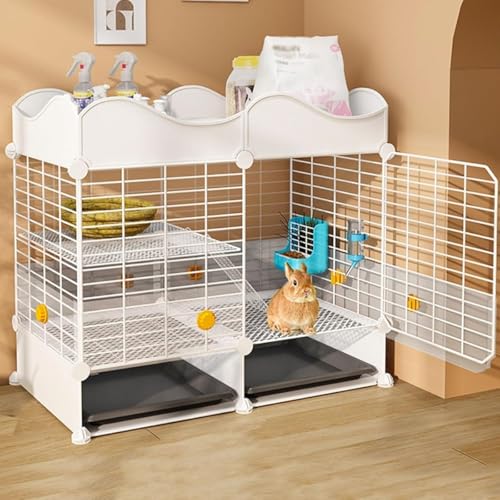 大型多頭飼い対応 ウサギケージ うさぎ小屋 脱走防止 引き出しトレイ付き 掃除簡単 72×37×62cm 小動物用ケージ ハムスター チンチラ フェレット 室内用 ステンレス製 組み立て式 ペットハウスArcticDeer (72*37*62cm,A)