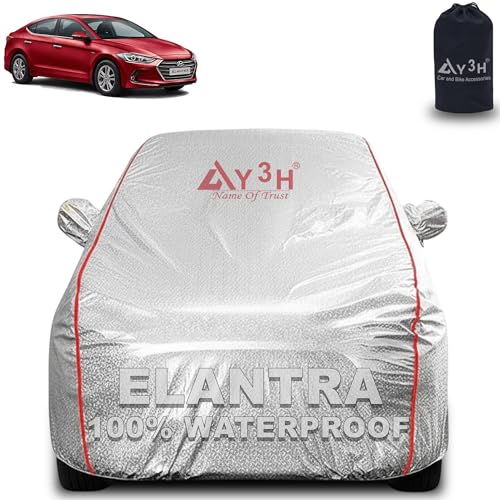 Image of 100% Waterproof Car Cover Compatible with Hyundai Elantra | All Weather, Dust Proof, UV Protective with Mirror Pocket (Silver Magic)