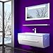 Produktbild danny 60 cm Weiss Badmöbelset Vormontiert Badezimmermöbel Waschbeckenschrank mit Waschtisch Spiegel mit LED Hochglanz lackiert Homeline1