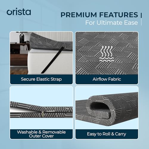Image of Orista High Resilience Foam Mattress Topper | King Bed Size 78 x 60 Inch | Orthopedic Bed Topper for Back Pain Relief, Pressure Point Comfort, Cooling Sleep Surface with Washable Cover