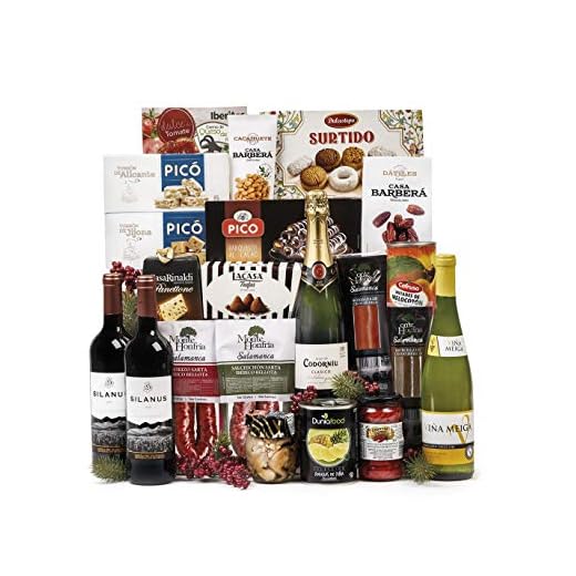 Sadival Lote de Navidad Barato con Ibéricos, Cava, Vino, Variedad de turrones y dulces y Productos variados