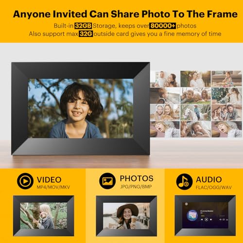 KODAK Digitaler Bilderrahmen 7 Zoll WLAN Elektronischer Bilderrahmen HD IPS Touchscreen Smart Fotorahmen Cloud mit App, 32GB Speicher, Automatischer Rotation, Teilen von Bildern, Musik, Videos