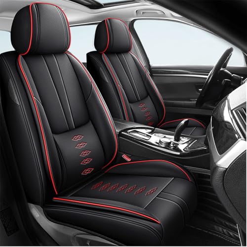 Image of Car Seat Covers for Neon,for Dodge Neon 2000-2005,Leather Front Seat Covers,Airbag-Compatible Car Seat Protectors,Waterproof Seat Cover for Cars(Black+Red,2PCS Only)