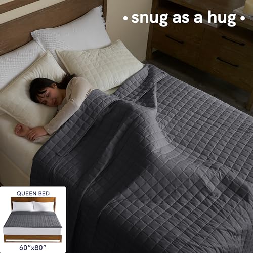 Image of YnM 15lbs Weighted Blanket for Adults, Breathable Heavy Bed Throw Blanket with Cooling Glass Beads for All Season Use, Ideal for One Person of 140lbs (60x80 Inches, Queen Bed, Dark Grey)