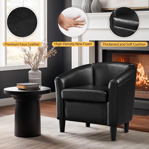 Sillón con tapizado en cuero sintético negro miniatura 5
