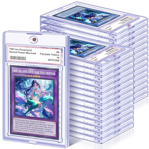 50 Pack Magnetic Graded Card Slabs for Trading Cards Clear Acrylic Card Slab Holders with Label Slot Hard Sports Card Case Protectors for Baseball Cards MTG TCG and Standard Size Game Cards