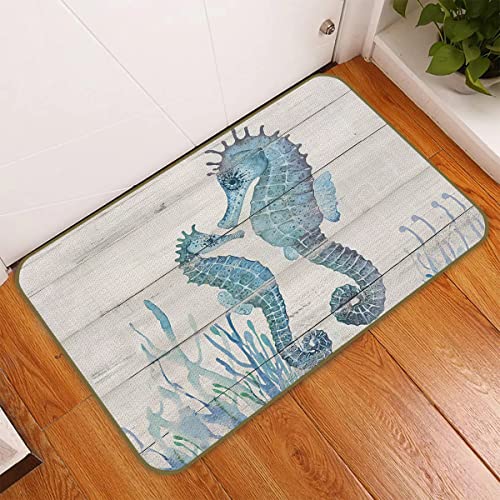 Uinhmop 17''X30'' Marine Life Ocean Animal Pair Of Starfish Seahorse Decorative Doormat And 16''X24'' Kitchen Towels Dishcloths Hand Towels(2 Doormats + 2 Towels),Sea Lovers Gifts #TOP2