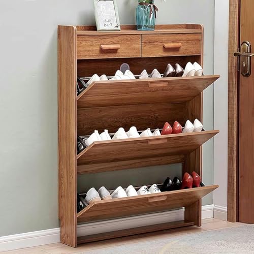 Meuble à chaussures rabattable à 4 niveaux mince pour petit espace et meuble d'entrée