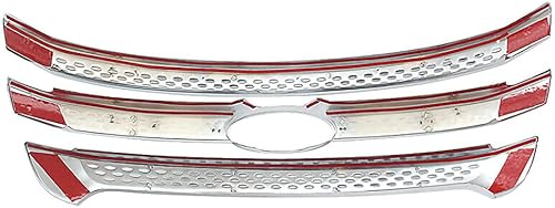 Miniatura 3 de NINTE Cubierta de rejilla apta para Ford Explorer Base/Limited/XLT 2011-2015 Moldes de rejilla plateada cromada (no el reemplazo)